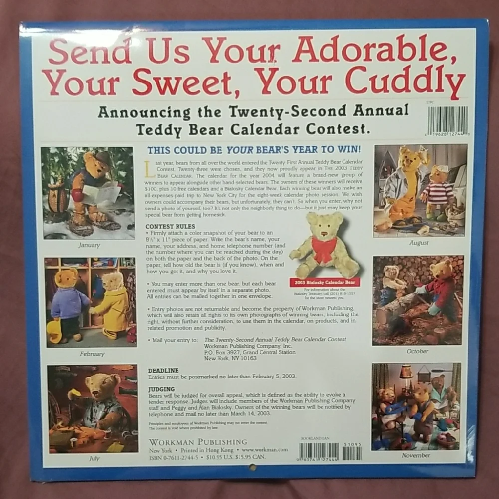 Vintage Teddy Bear Calendar 2003
